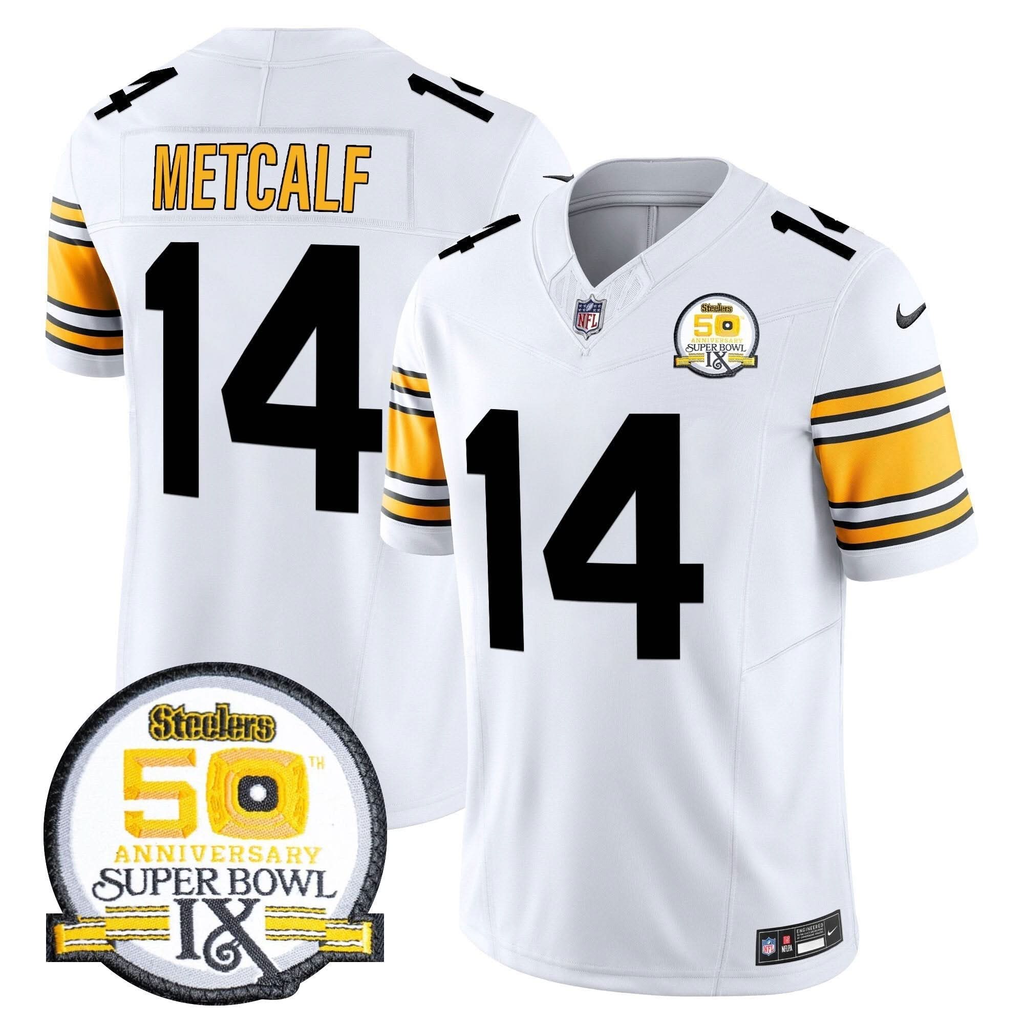 Steelers 50th Anniversary Of Super Bowl IX Patch Vapor Limited Jersey - All Stitched