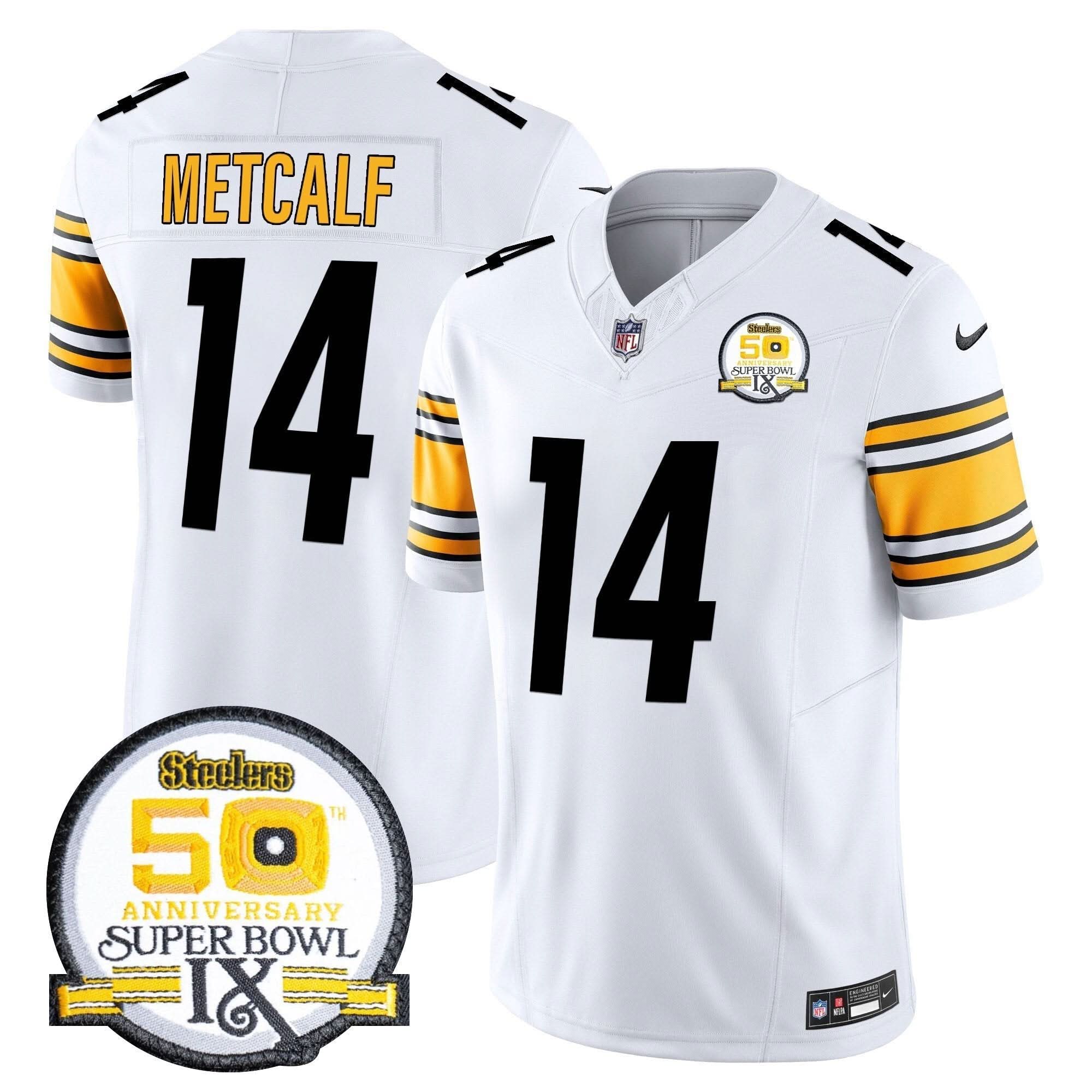 Steelers 50th Anniversary Of Super Bowl IX Patch Vapor Limited Jersey - All Stitched