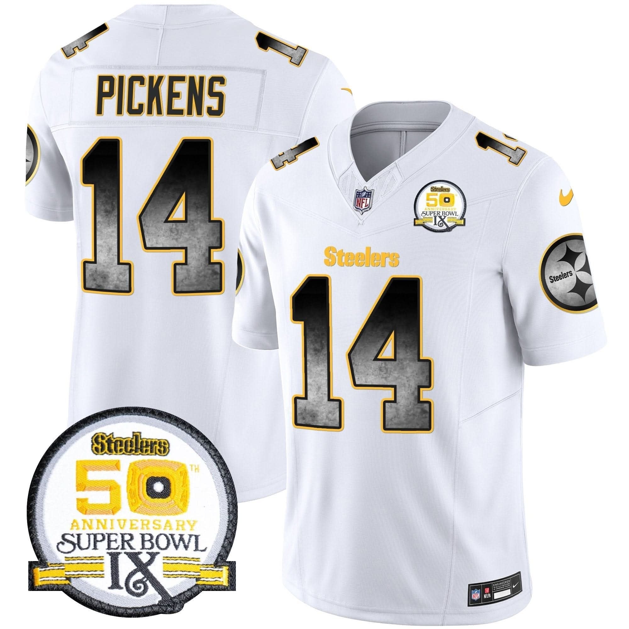 Steelers Arch Smoke 50th Anniversary Of Super Bowl IX Patch Vapor Limited Jersey - All Stitched
